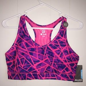 NWT Jillian Michaels Impact pink sports bra size L